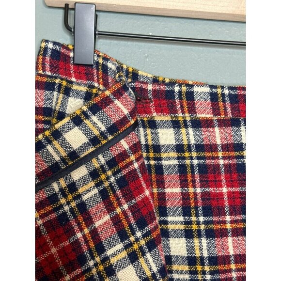 VTG Gruppo Americano Studio Women's 10 Wool Blend Plaid Fringe Long Wrap Skirt - Picture 9 of 13